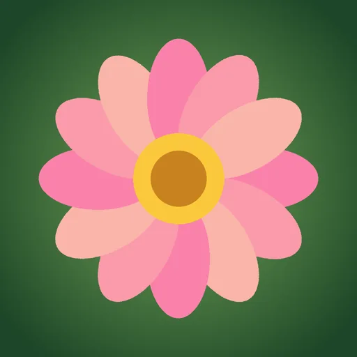 Before: a pink flower with a yellow centre
