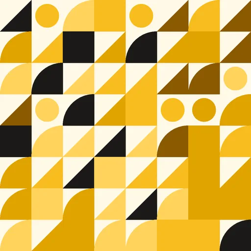 Before: a pattern of yellow and black geometric shapes